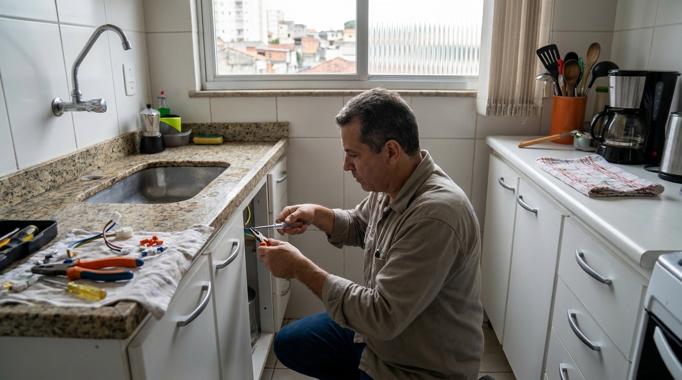 Eletricista instalando torneira eletrica em Caxias do Sul‑RS